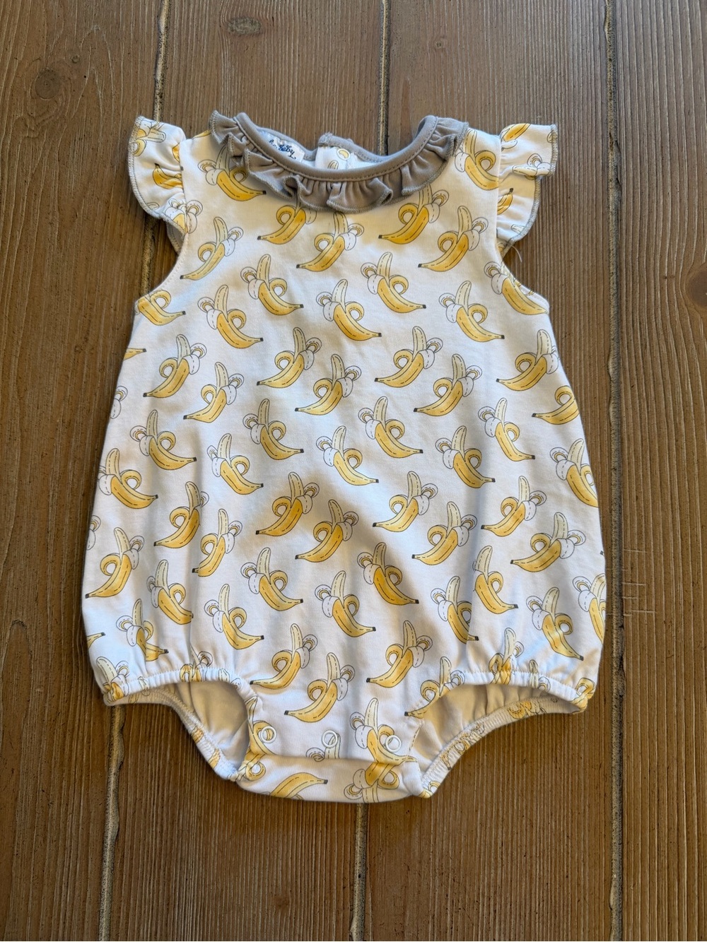 Magnolia baby Banana Print Romper with Ruffled Neck